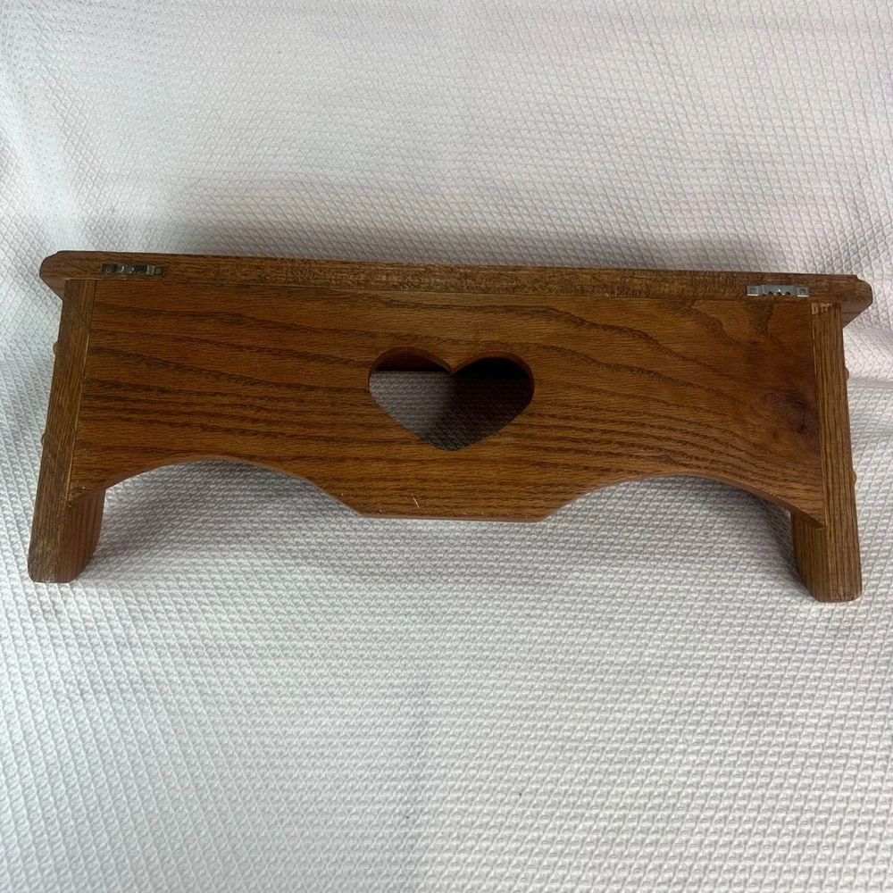 Vintage Solid Oak Wood Heart Cutout Wall Shelf Rustic Country Farmhouse 21 Inch